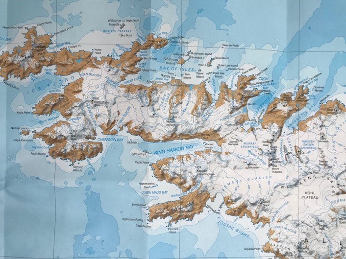 Map of Start and Finish points for Shackleton's crossing