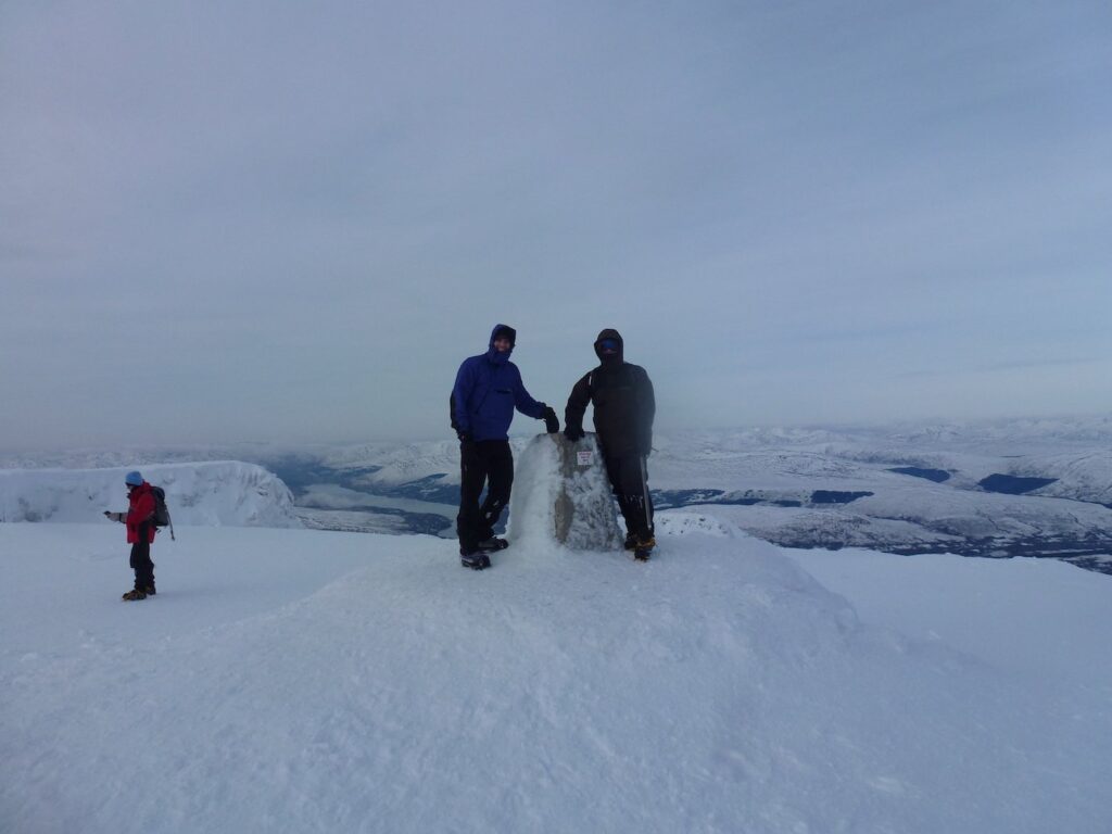 Ben Nevis In Winter triangulation pillar