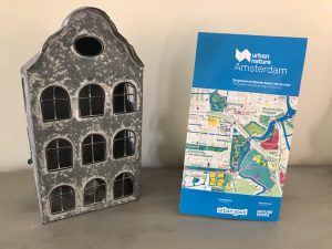 Urban Nature Amsterdam map with Dutch model building tea light holder